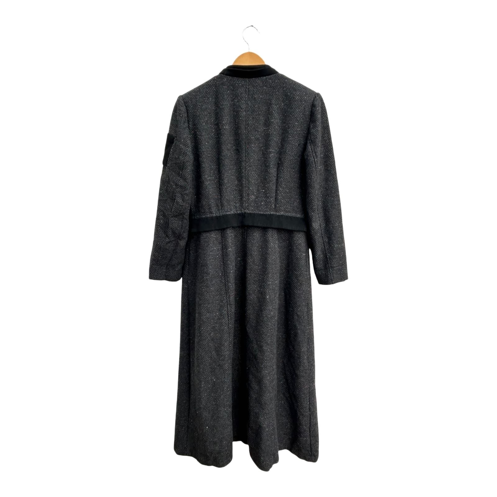 Manttocu Luxury Mantel Damen Gr 38 Grau Wollmischung Lang Schulterpolster Elegant