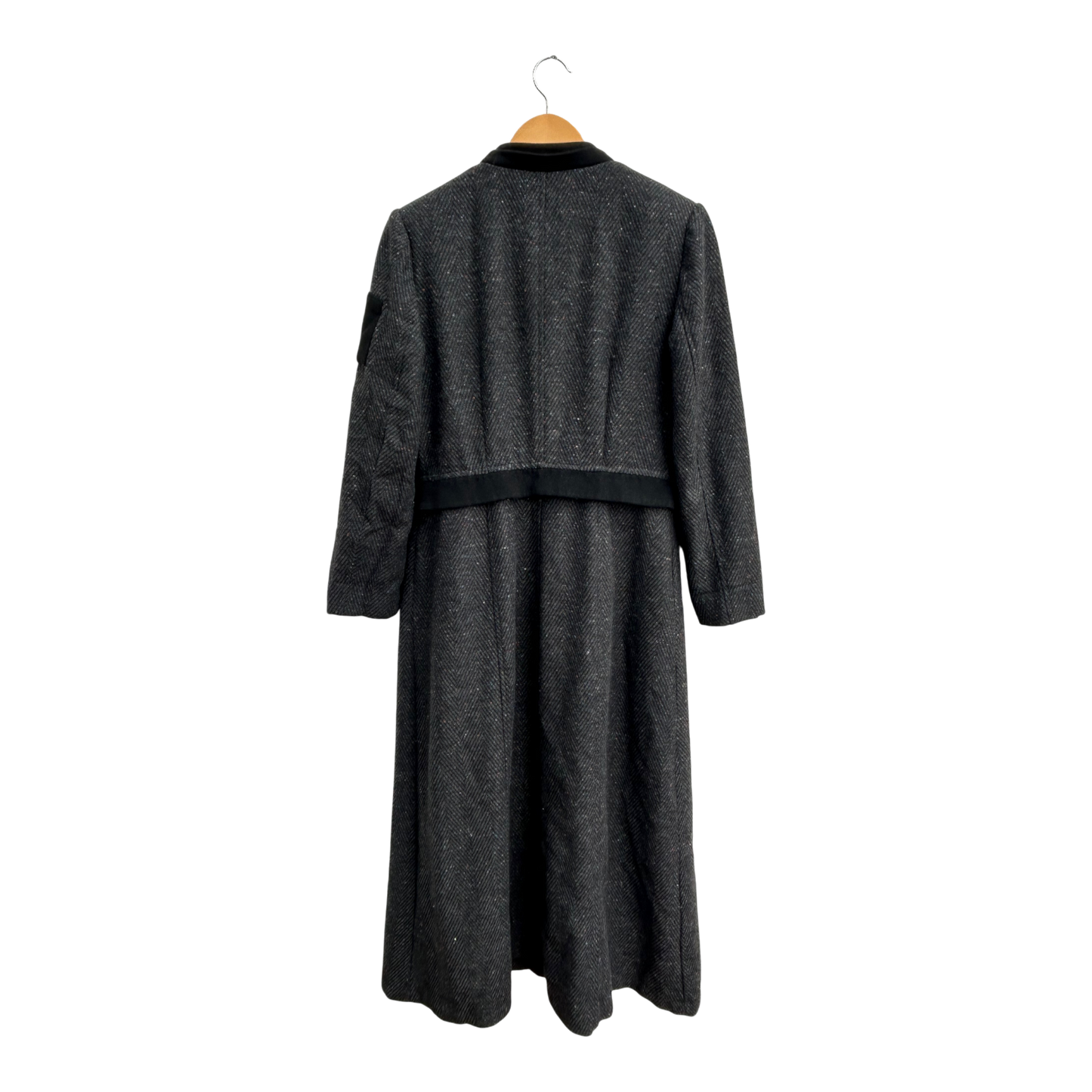 Manttocu Luxury Mantel Damen Gr 38 Grau Wollmischung Lang Schulterpolster Elegant