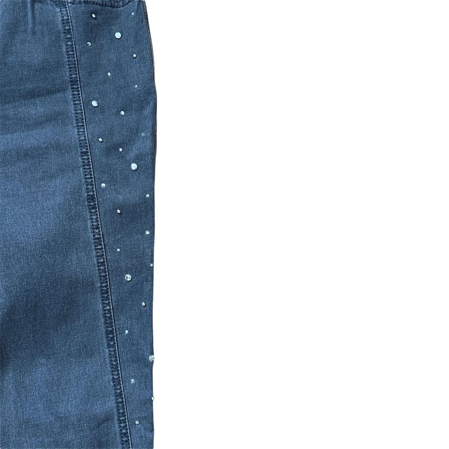 Lafei Nier Jeans Damen Hose Gr W33 Grau Strass Gerade Passform Stretch