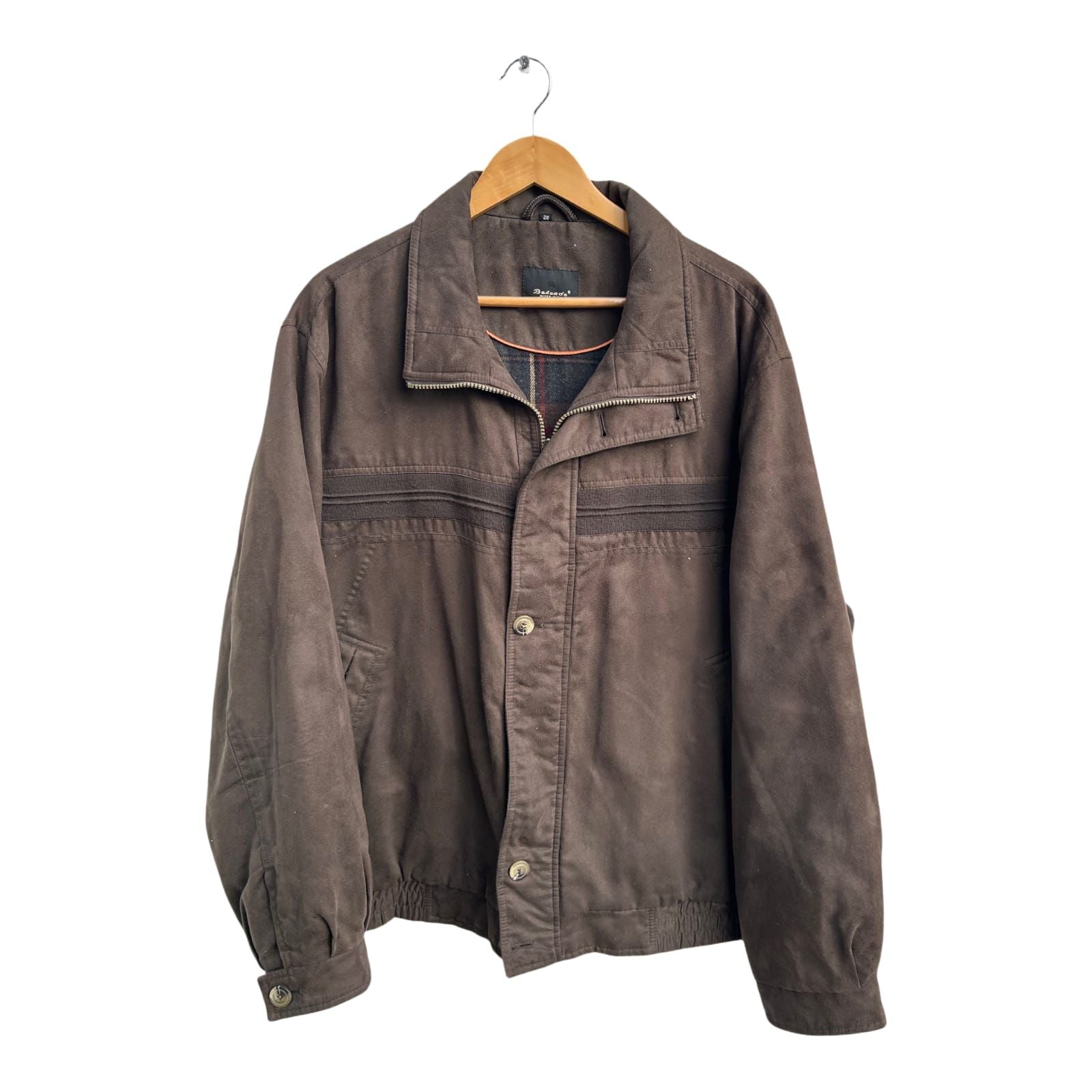 Belcade Herrenjacke Gr 56 Kurz Braun Micro Suede Übergangsjacke Reißverschluss