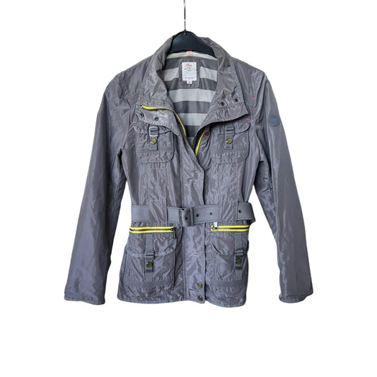 s.Oliver Jacke Damen Gr 38 Grau Gelb Sportlich Leicht Wie Neu Übergangsjacke