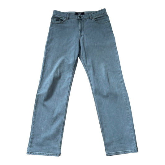 BRAX Jeans Herren Hose Gr 52 Grau Stretch Carlos Modern Denim Hochwertig