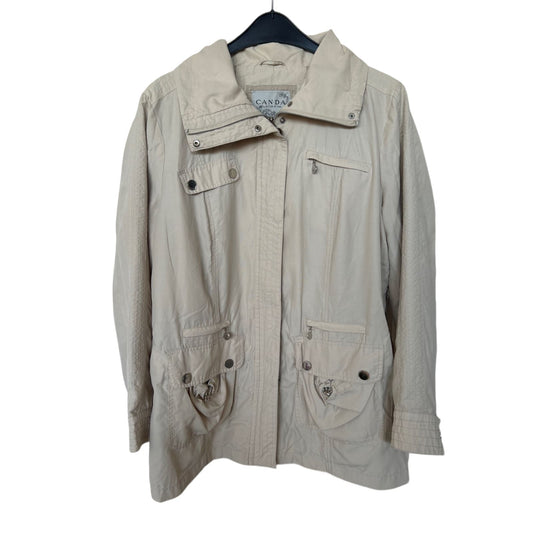 Canda Jacke Damen 48 Beige Baumwollmischung Kapuze Taschen Übergangsjacke