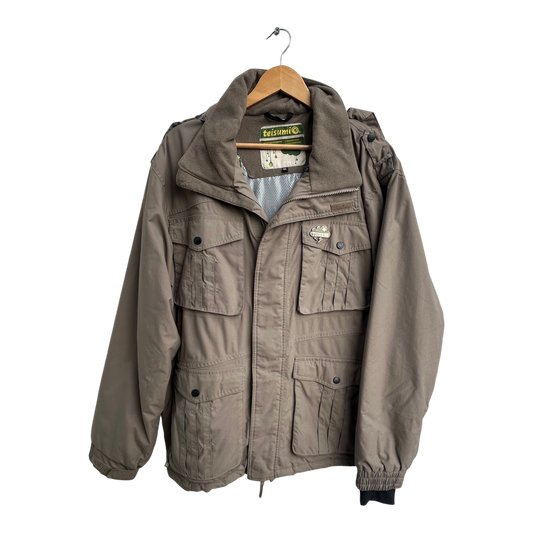 Teisumi Herren Outdoorjacke Gr XXL Braun Warm Kapuze Wasserdicht Winddicht Funktion