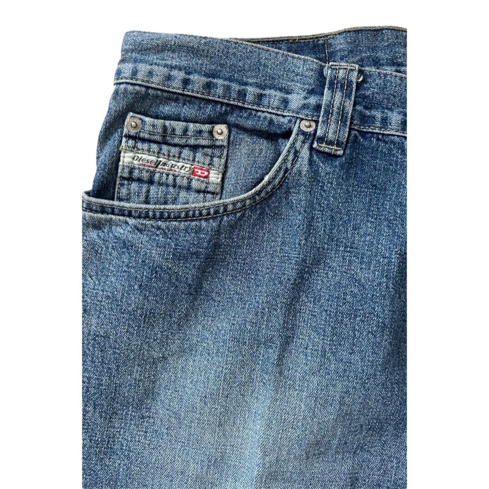 Diesel Jeans Herren Hose W36 Blau Denim Knopfleiste Vintage Look Kurz