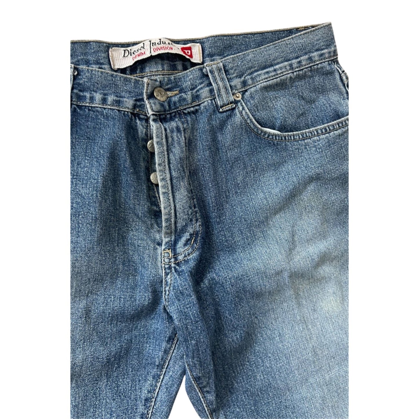 Diesel Jeans Herren Hose W36 Blau Denim Knopfleiste Vintage Look Kurz