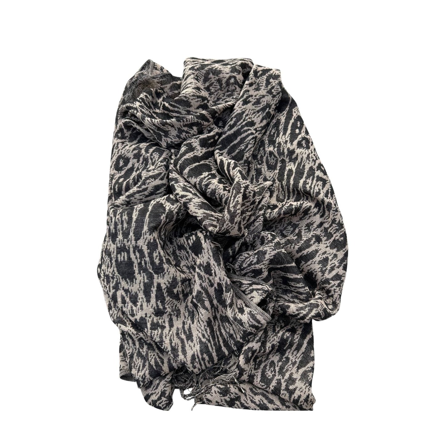 Damen Schal Tuch Braun Schwarz Muster weich Fransen Winter Accessoire leicht modern