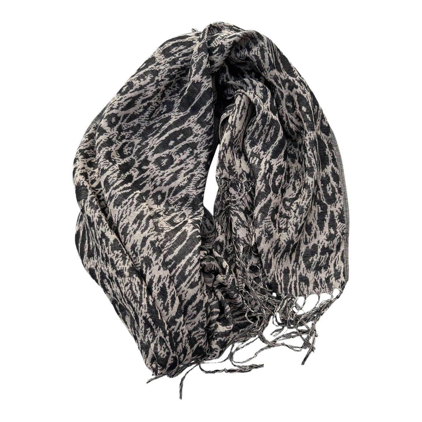 Damen Schal Tuch Braun Schwarz Muster weich Fransen Winter Accessoire leicht modern