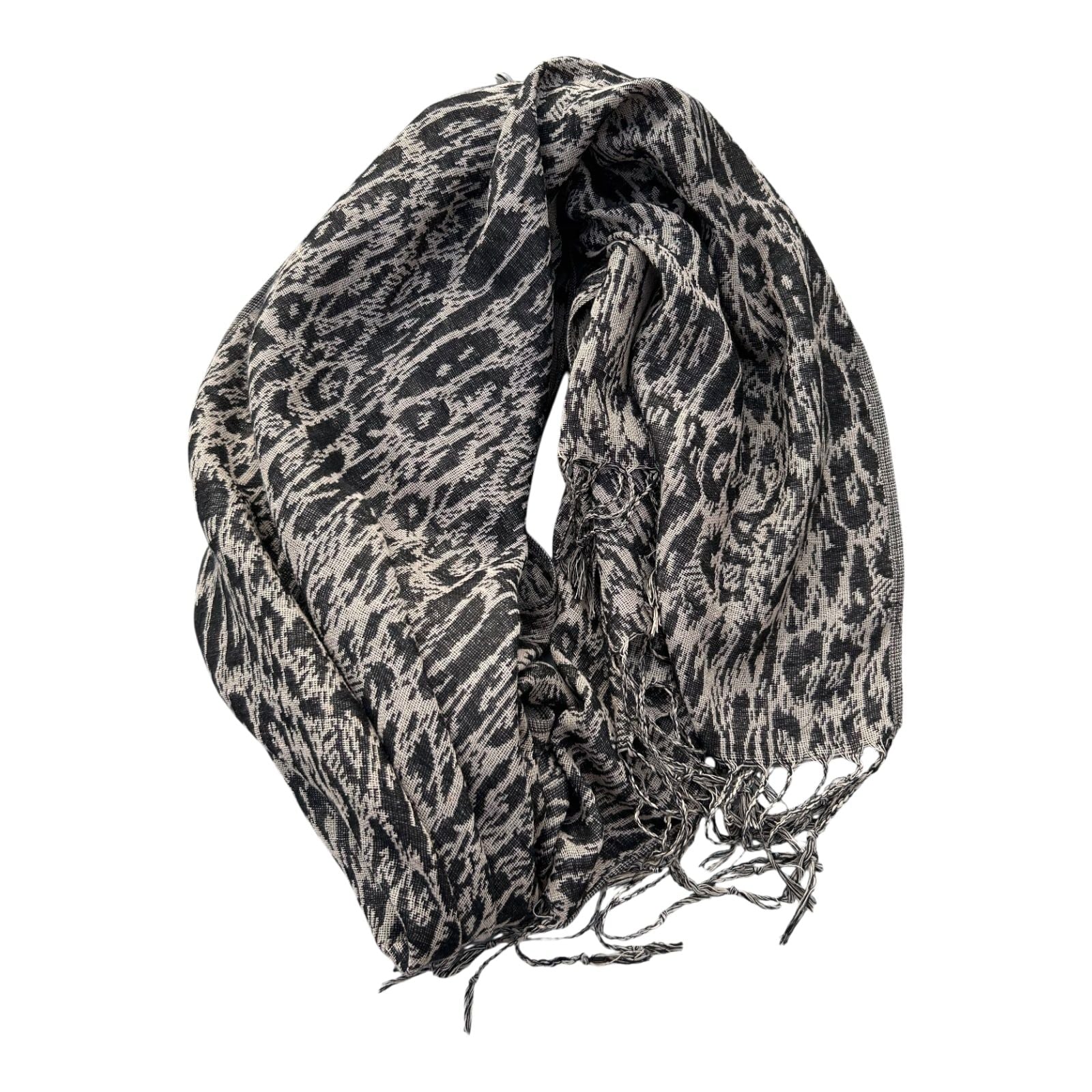 Damen Schal Tuch Braun Schwarz Muster weich Fransen Winter Accessoire leicht modern