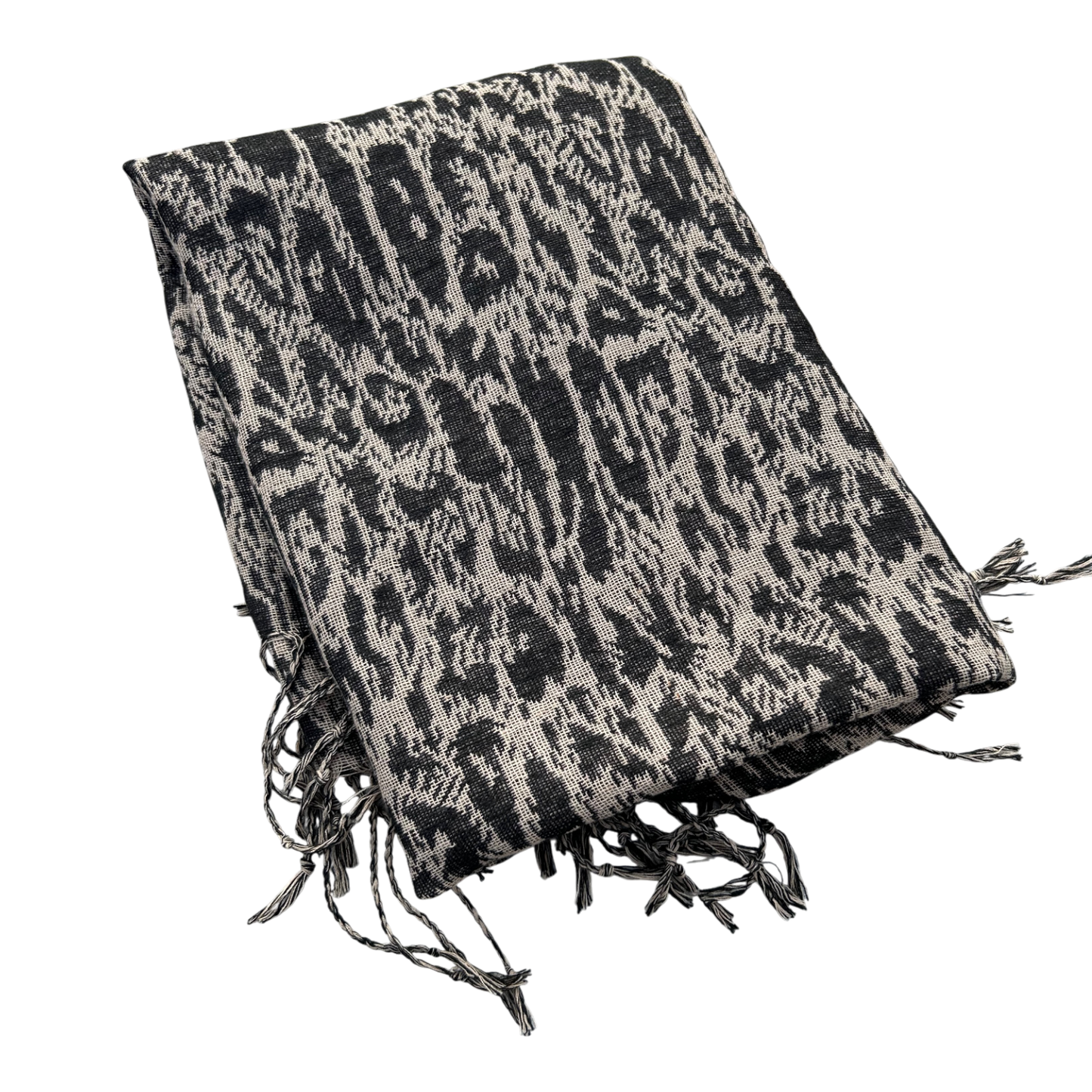 Damen Schal Tuch Braun Schwarz Muster weich Fransen Winter Accessoire leicht modern