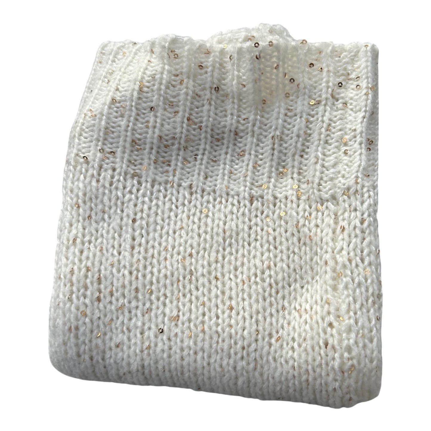 Loop Schal Damen wollweiss gold Pailletten weich warm Winter Strick elegant Accessoire
