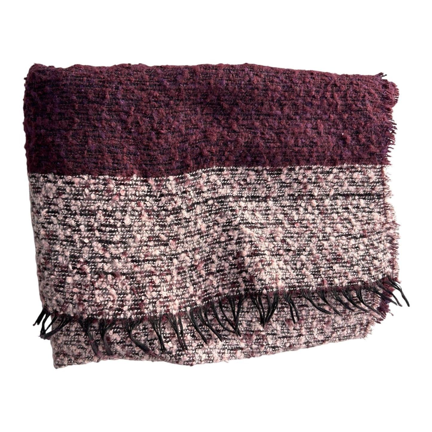 Schal Tuch Bordeaux Lila weich Fransen Winter Accessoire warm Viskosemix modern