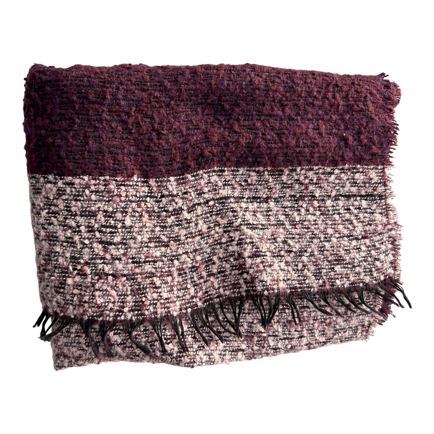 Schal Tuch Bordeaux Lila weich Fransen Winter Accessoire warm Viskosemix modern