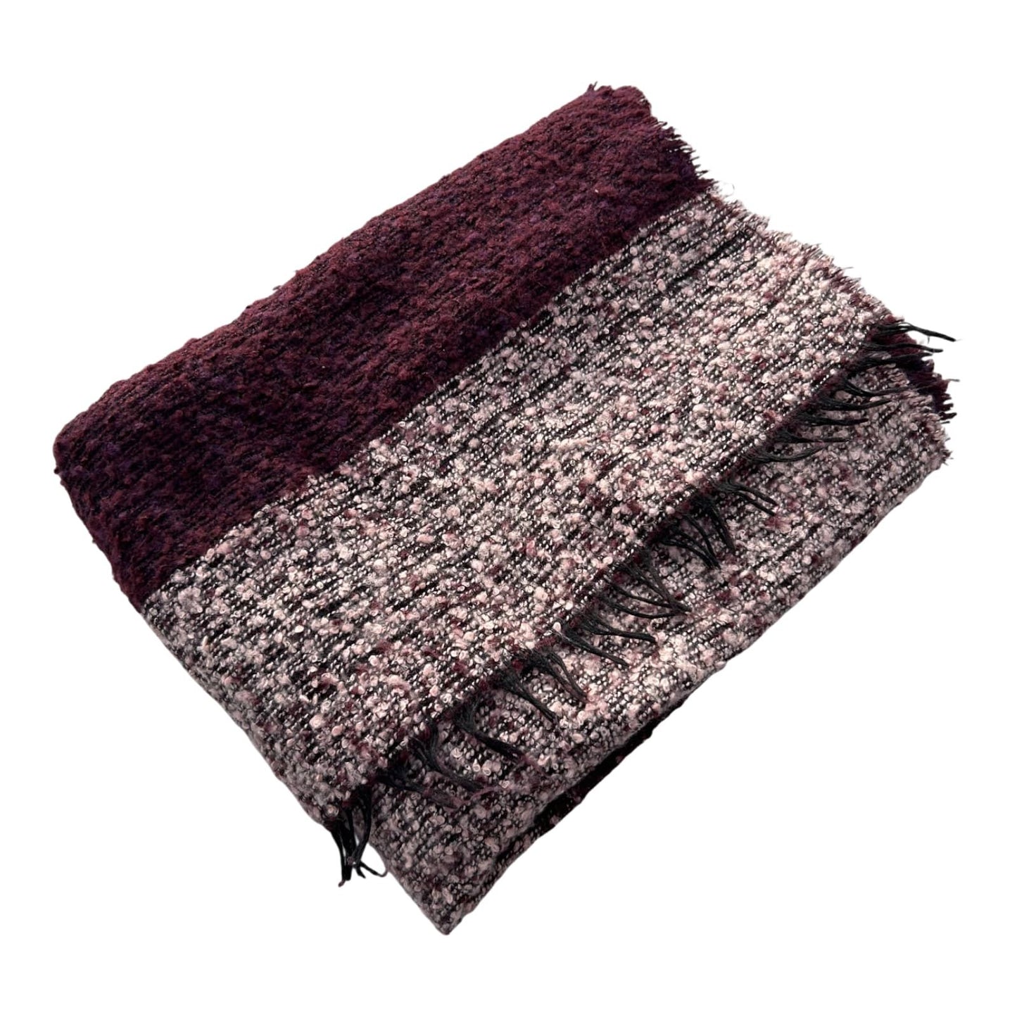 Schal Tuch Bordeaux Lila weich Fransen Winter Accessoire warm Viskosemix modern
