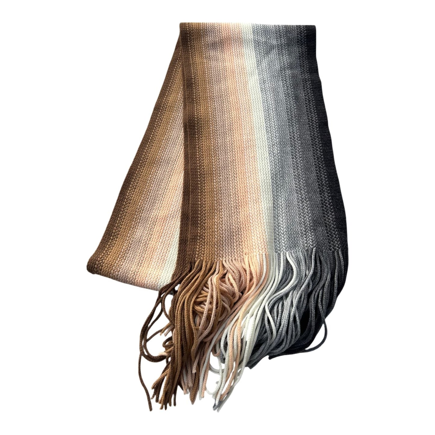 Schal Tuch Streifen weich Fransen Beige Grau Creme Winter Accessoire warm modern
