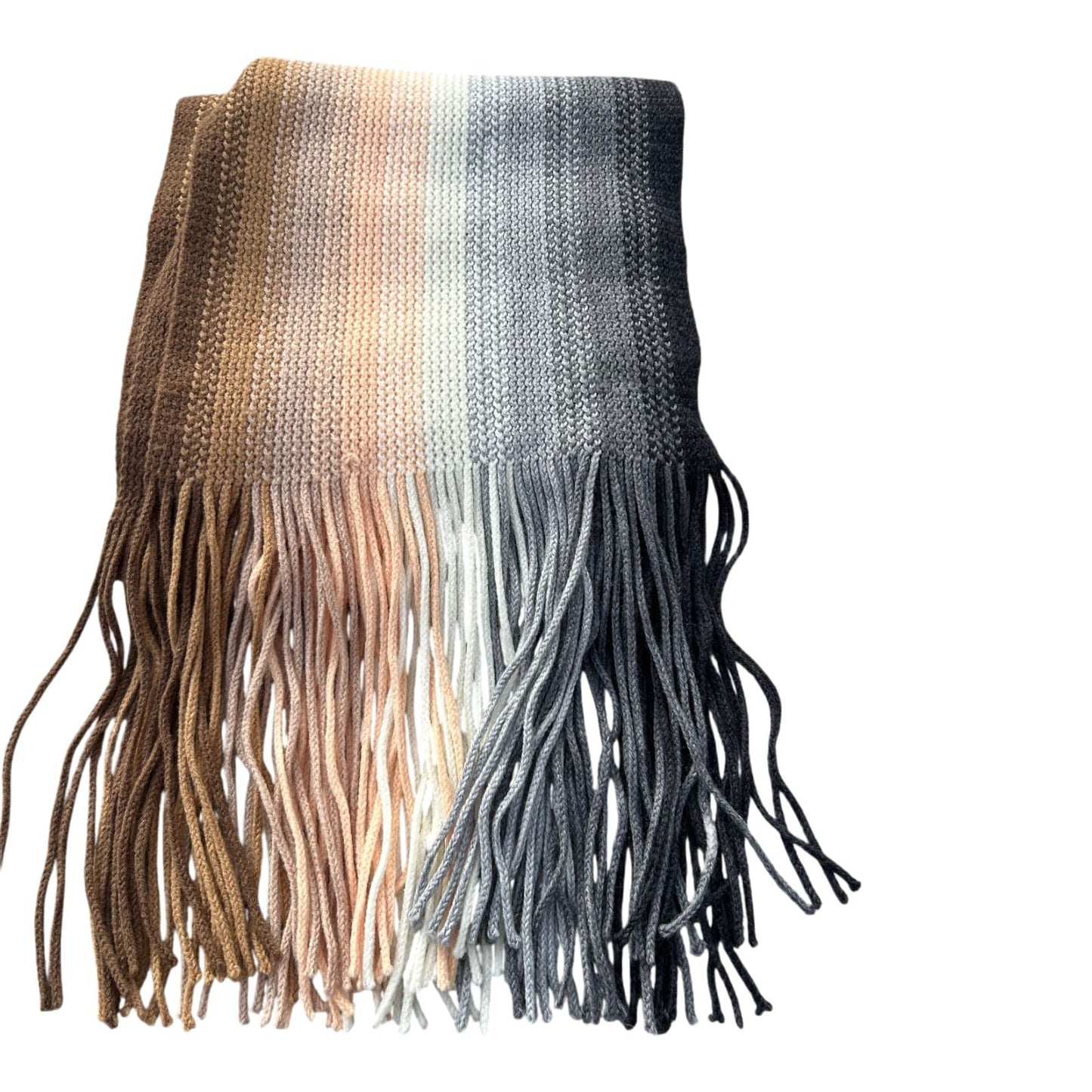 Schal Tuch Streifen weich Fransen Beige Grau Creme Winter Accessoire warm modern
