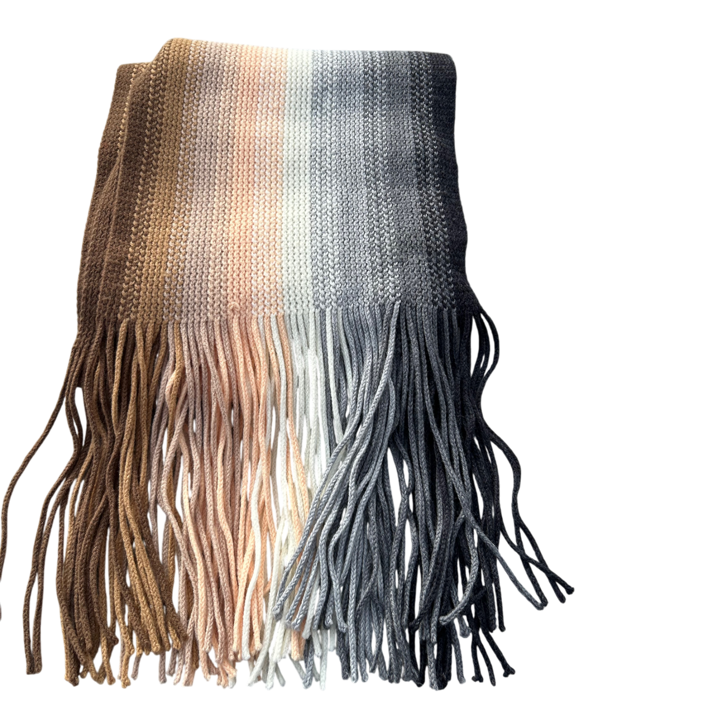 Schal Tuch Streifen weich Fransen Beige Grau Creme Winter Accessoire warm modern