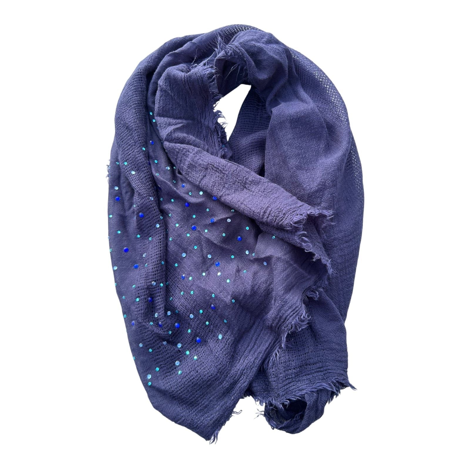 Schal Tuch Blau Pailletten Glitzer leicht transparent weich groß Viskosemix Damen