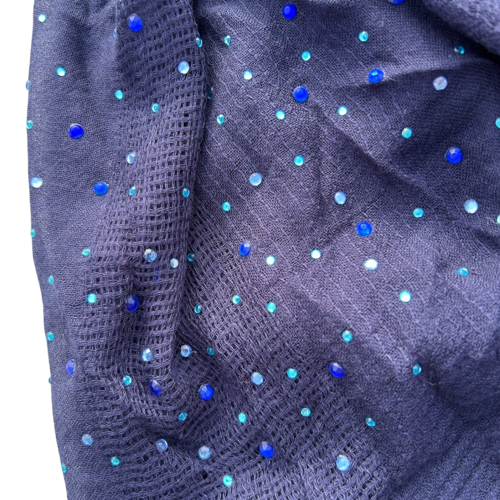 Schal Tuch Blau Pailletten Glitzer leicht transparent weich groß Viskosemix Damen