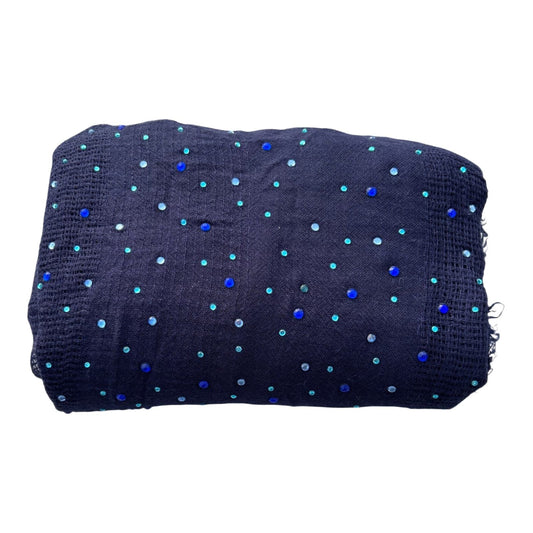 Schal Tuch Blau Pailletten Glitzer leicht transparent weich groß Viskosemix Damen