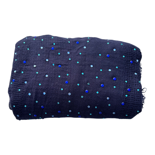 Schal Tuch Blau Pailletten Glitzer leicht transparent weich groß Viskosemix Damen