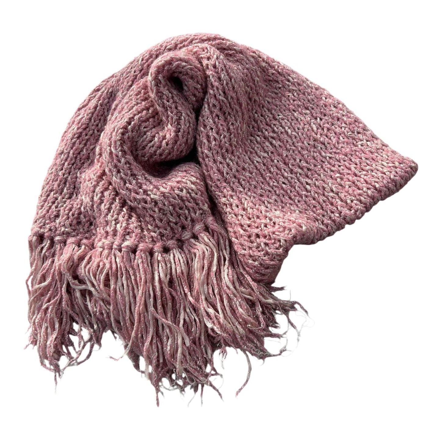 Damen Schal Strick Rosa Fransen weich Winter Accessoire kuschelig warm meliert