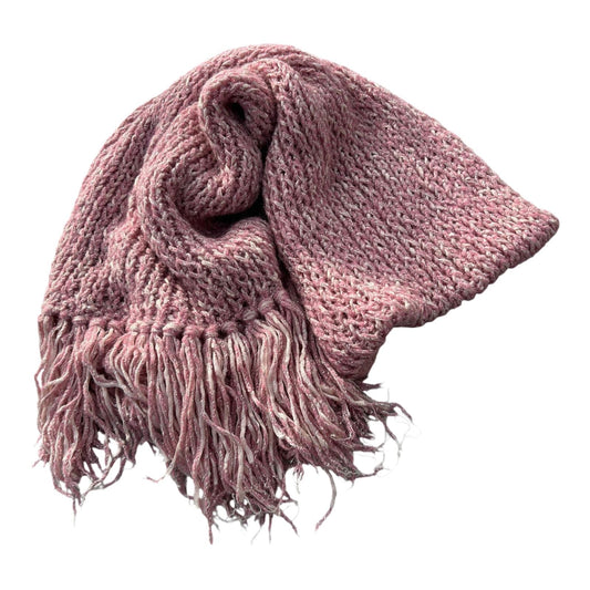 Damen Schal Strick Rosa Fransen weich Winter Accessoire kuschelig warm meliert