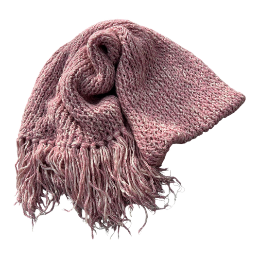 Damen Schal Strick Rosa Fransen weich Winter Accessoire kuschelig warm meliert