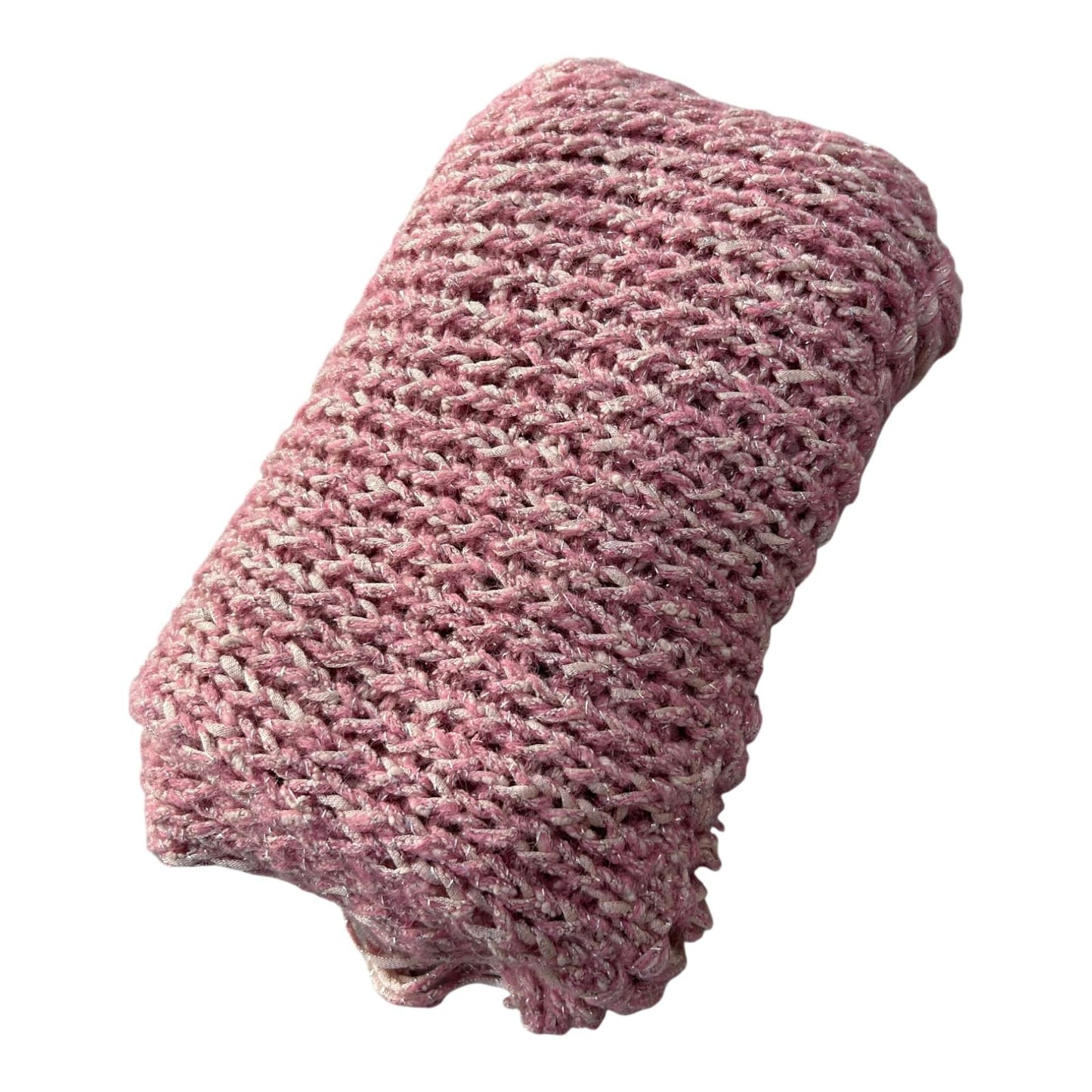 Damen Schal Strick Rosa Fransen weich Winter Accessoire kuschelig warm meliert