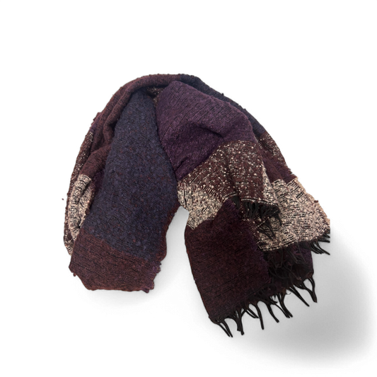 Schal Tuch Bordeaux Lila weich Fransen Winter Accessoire warm Viskosemix modern