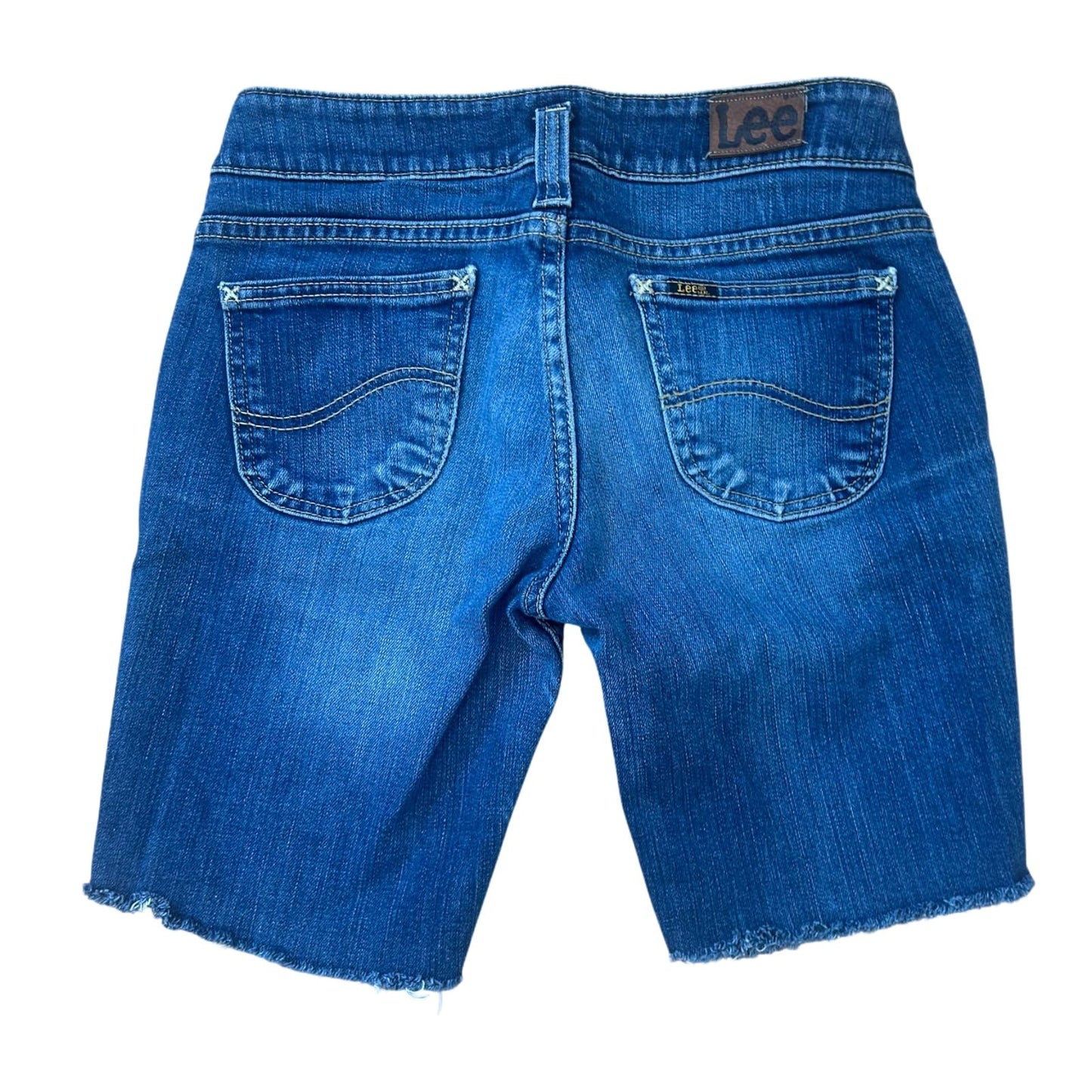 Lee Jeans Shorts Damen W29 Blau Fransen Used Look Stretch Sommer Denim