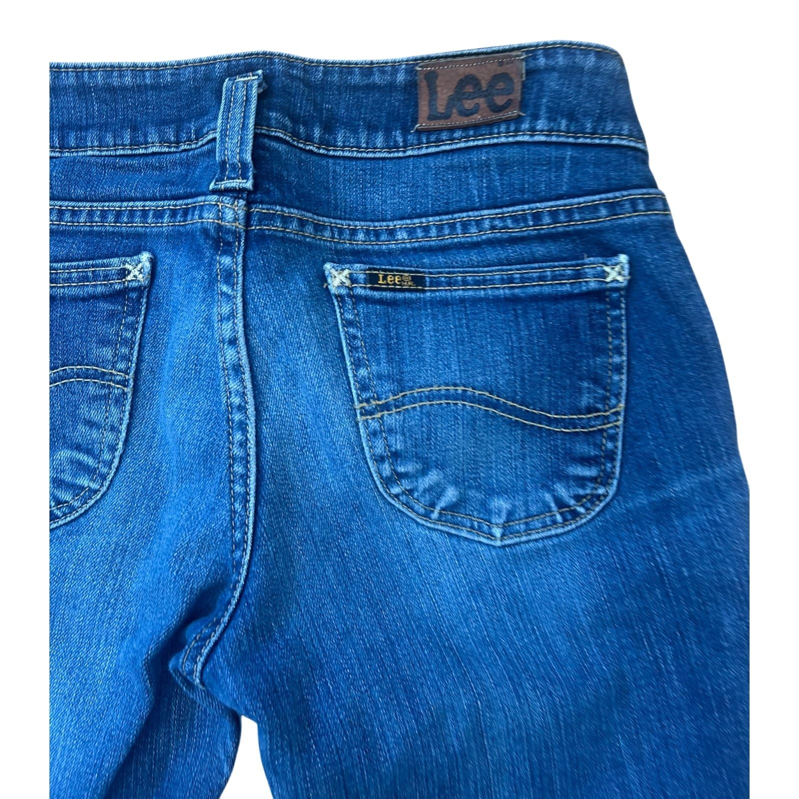 Lee Jeans Shorts Damen W29 Blau Fransen Used Look Stretch Sommer Denim