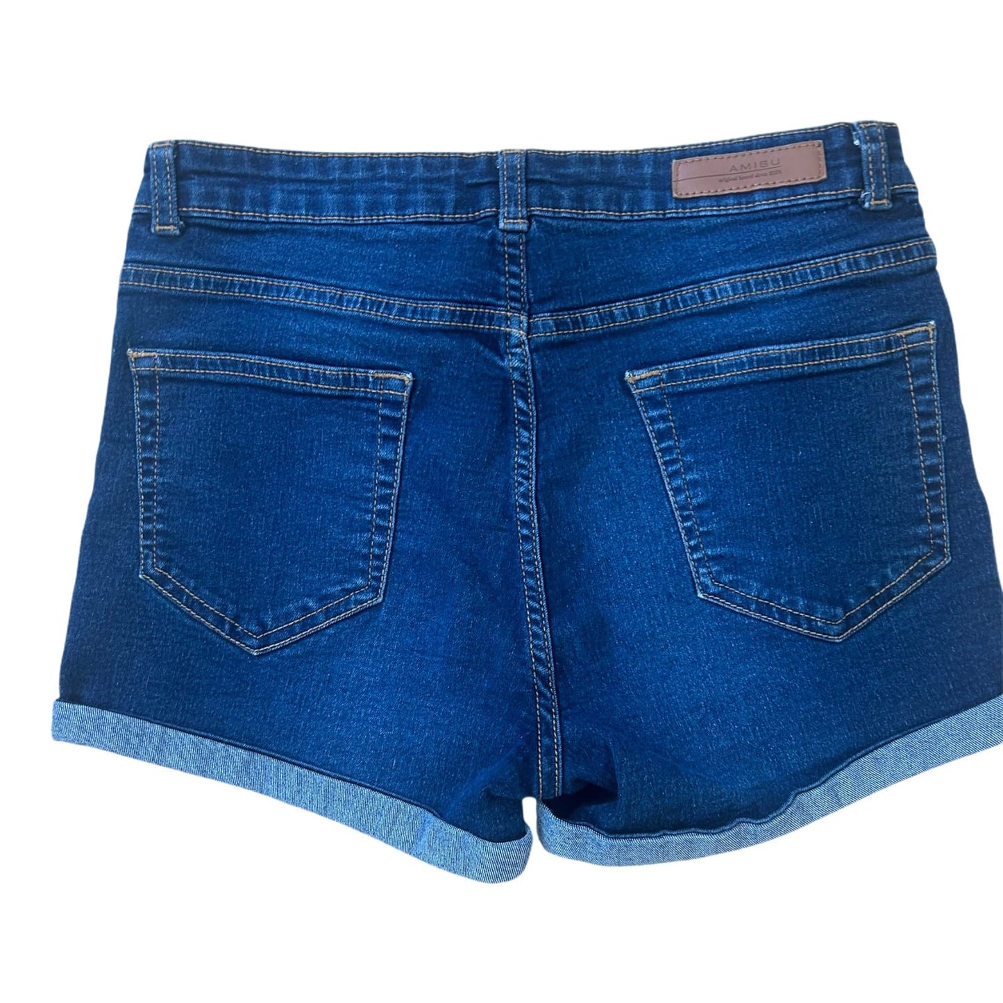 Amisu Jeans Shorts Damen Gr 38 Dunkelblau Sommer Stretch kurzer Schnitt
