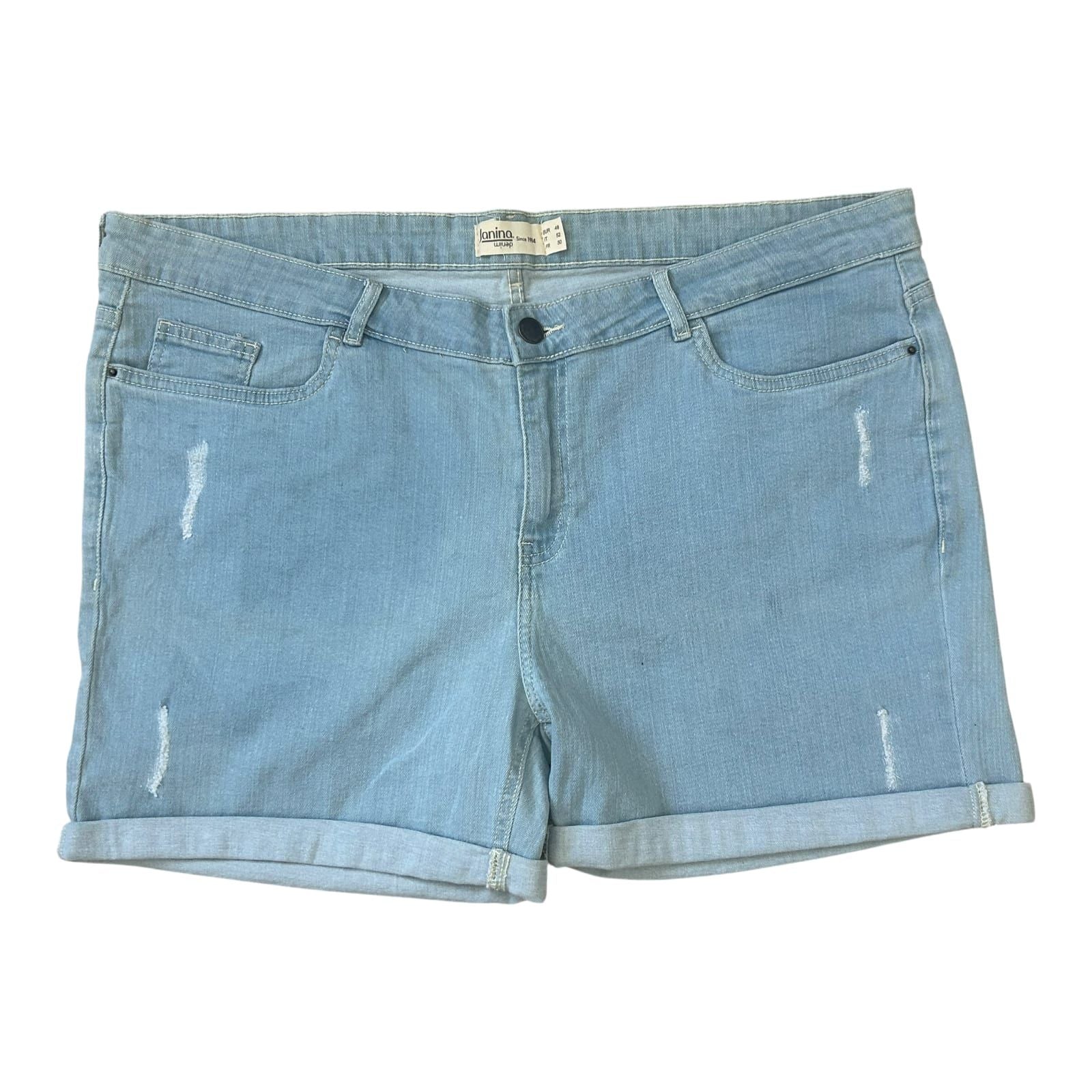 Janina Jeans Shorts Damen Gr 48 Hellblau Sommer Stretch kurzer Schnitt