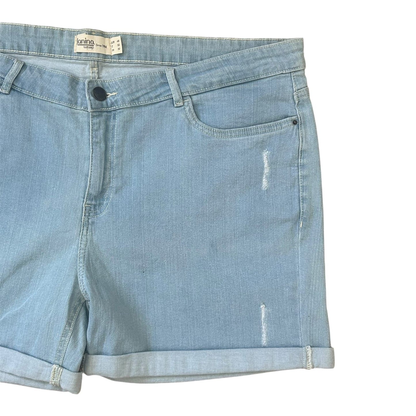 Janina Jeans Shorts Damen Gr 48 Hellblau Sommer Stretch kurzer Schnitt