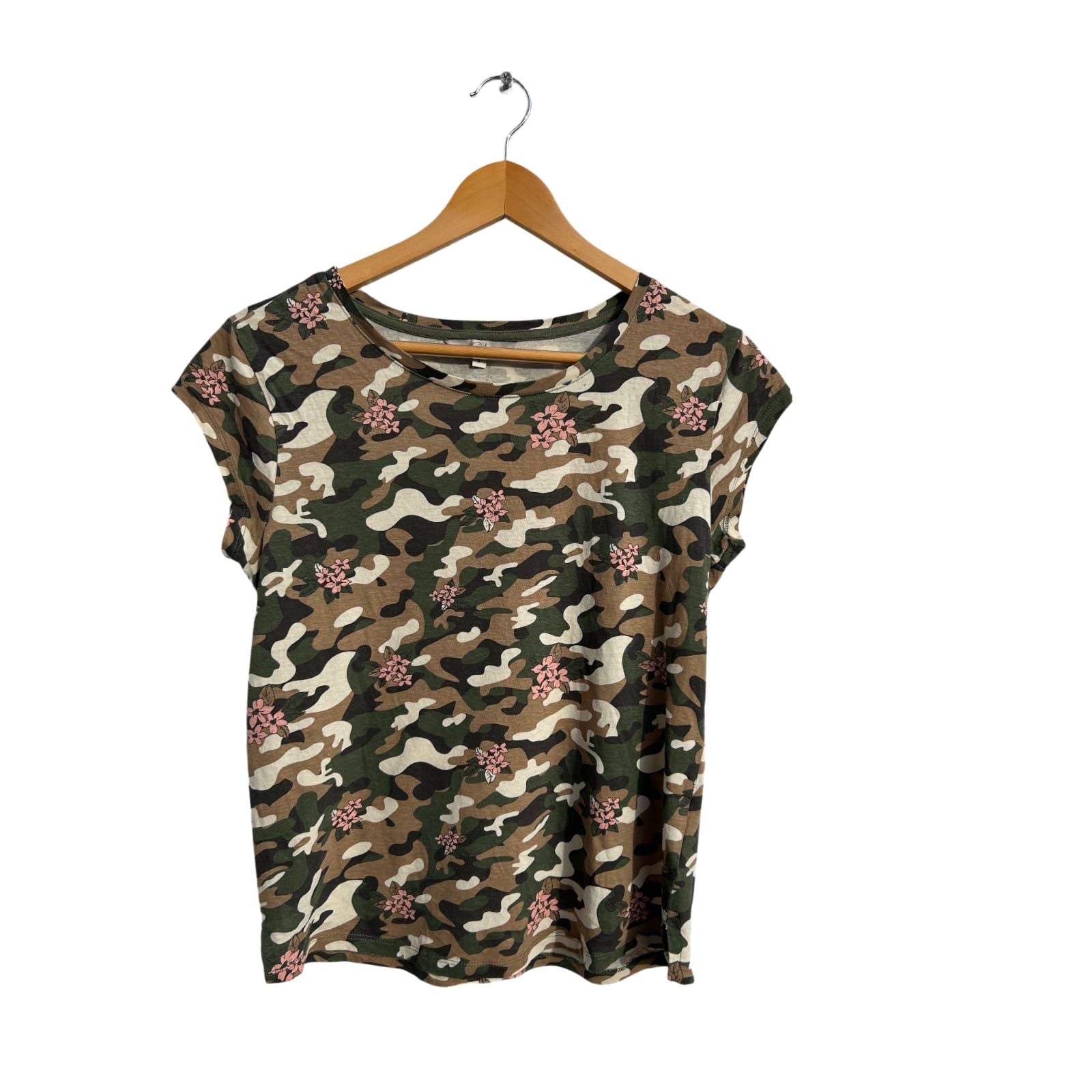 Clockhouse T Shirt Damen Gr S Camouflage Blumen Muster Baumwolle Kurzarm Sommer