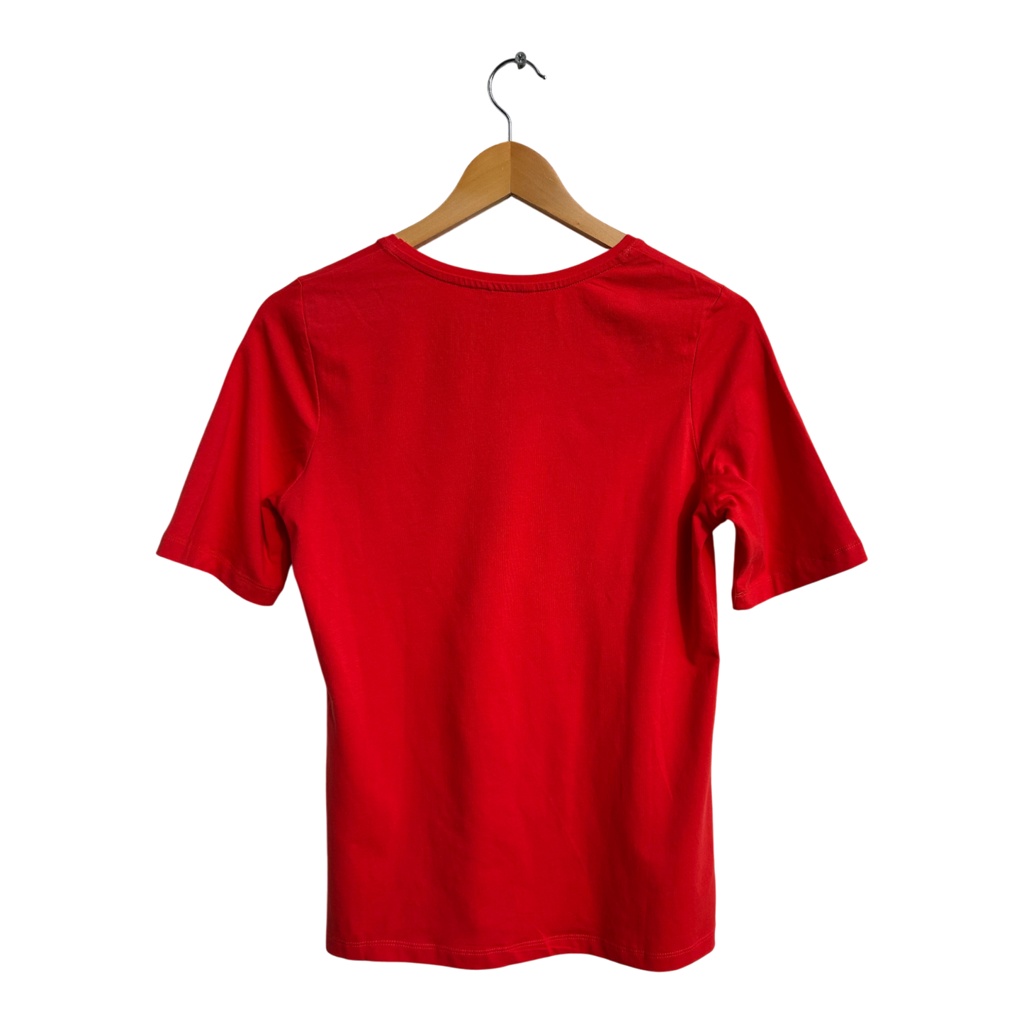 Peckott T Shirt Damen Gr 36 Rot Baumwolle Stretch Kurzarm V Ausschnitt Basic