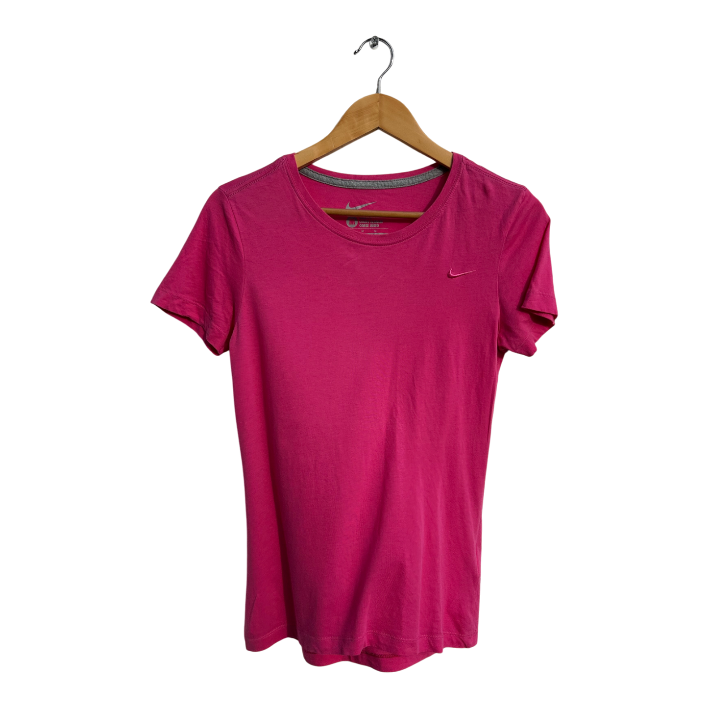 Nike Shirt Damen Gr M Pink Baumwolle Stretch Kurzarm Sportshirt Logo Sehr gut