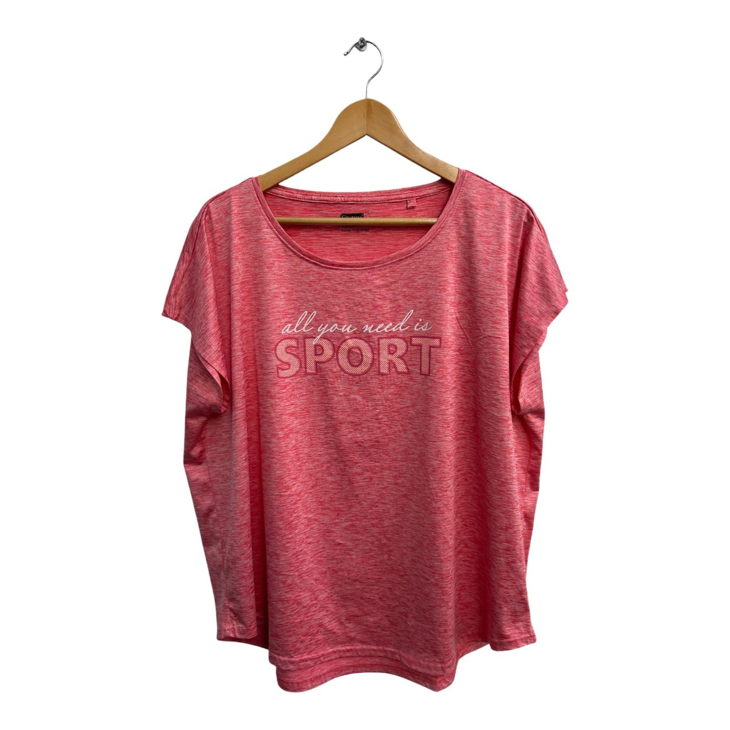 Ergee Shirt Damen Gr 46 Koralle Meliert Stretch Kurzarm Sportshirt Viskosemix