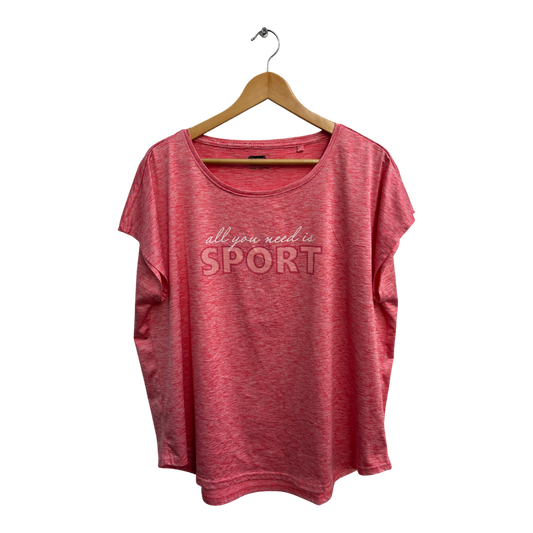 Ergee Shirt Damen Gr 46 Koralle Meliert Stretch Kurzarm Sportshirt Viskosemix