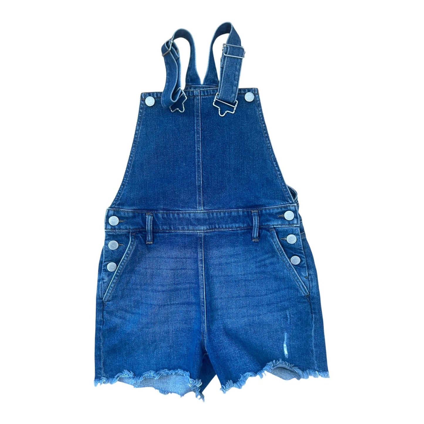 Latzshorts Jeans Damen Gr 40 Blau Denim Fransen Destroyed Sommer Trend