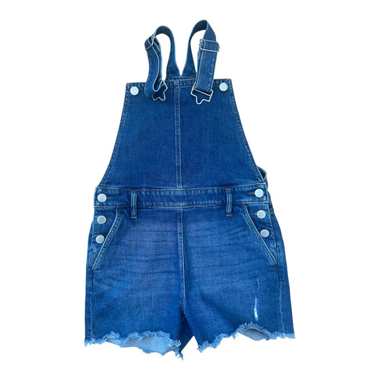 Latzshorts Jeans Damen Gr 40 Blau Denim Fransen Destroyed Sommer Trend