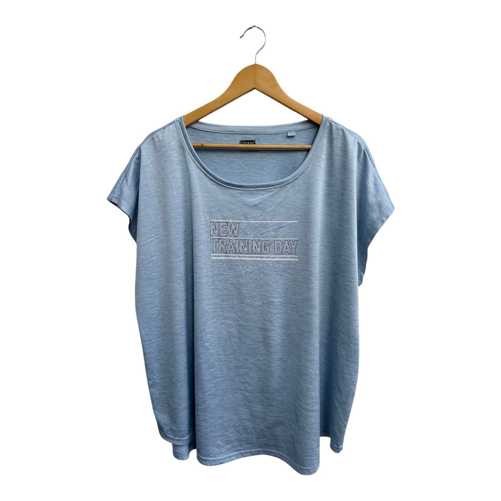 Ergee Shirt Damen Gr 46 Hellblau Stretch Kurzarm Sportshirt Viskosemix Locker