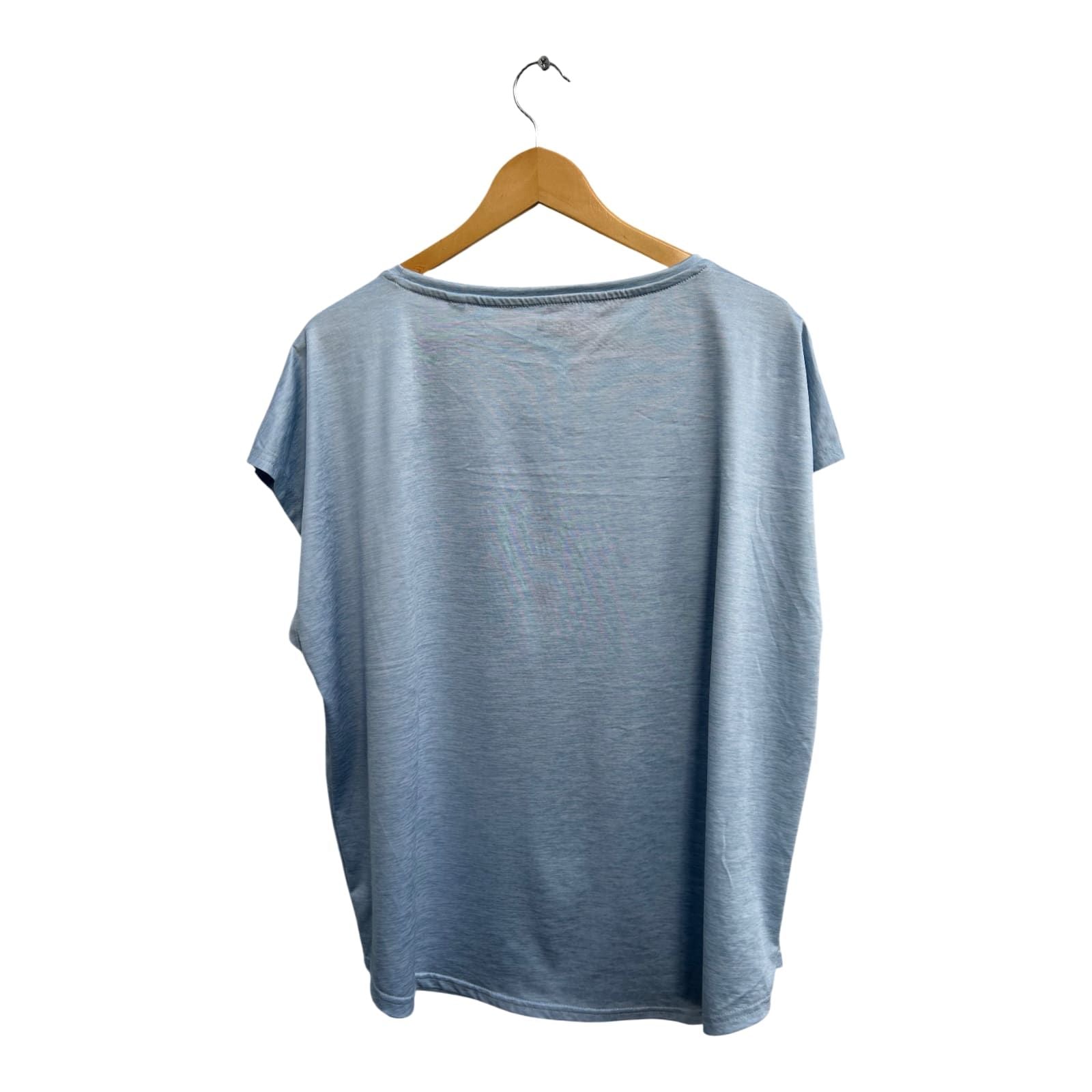 Ergee Shirt Damen Gr 46 Hellblau Stretch Kurzarm Sportshirt Viskosemix Locker