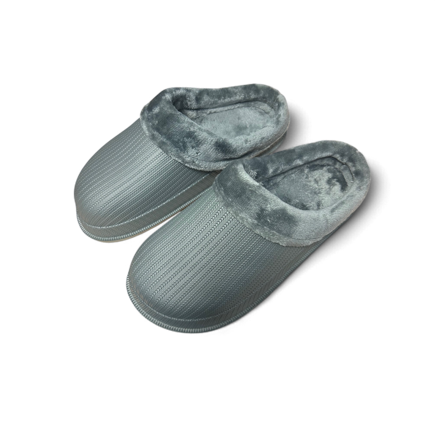 Hausschuhe Herren Gr 42 Grau Warm Gefüttert Rutschfest Winter Pantoffeln Neu