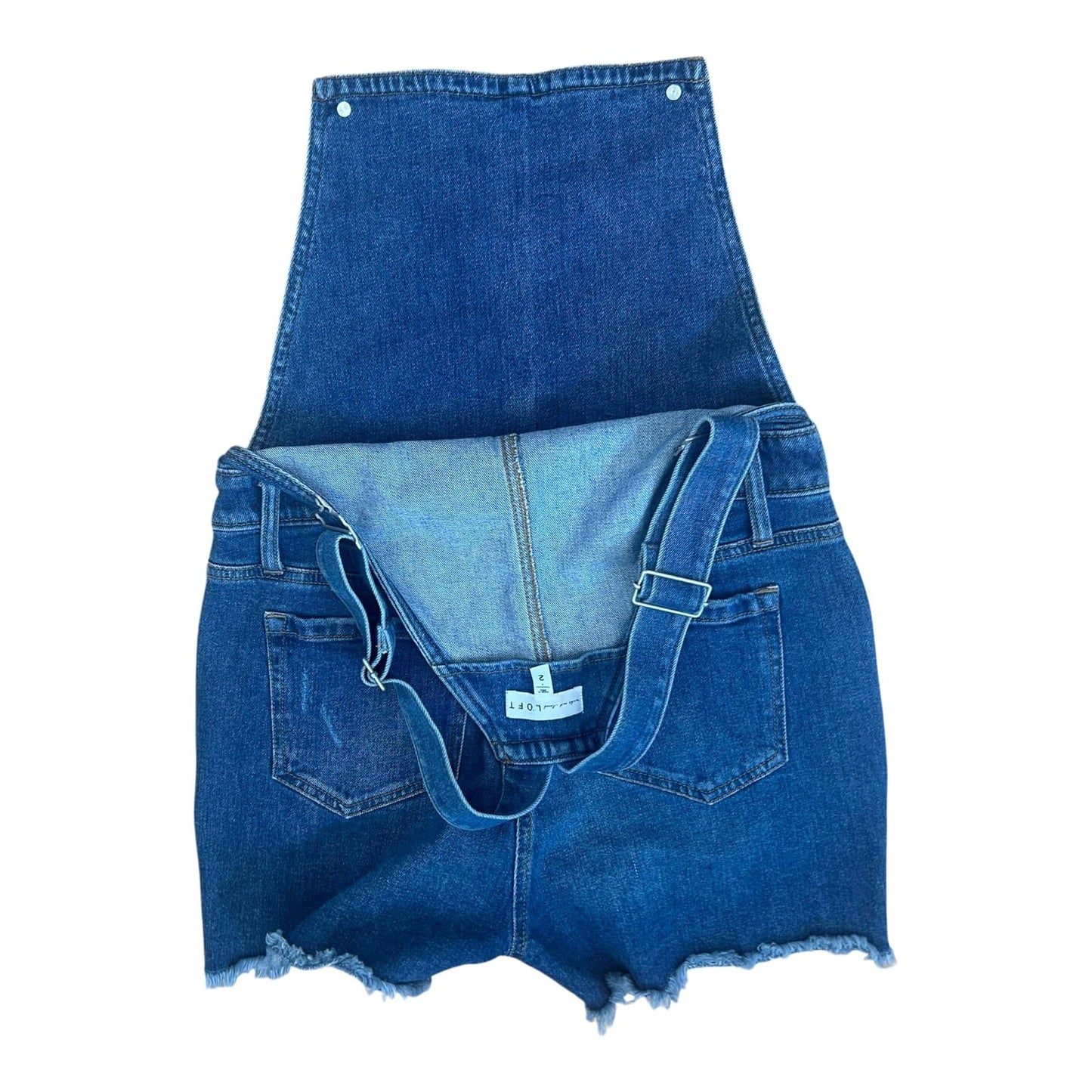 Latzshorts Jeans Damen Gr 40 Blau Denim Fransen Destroyed Sommer Trend