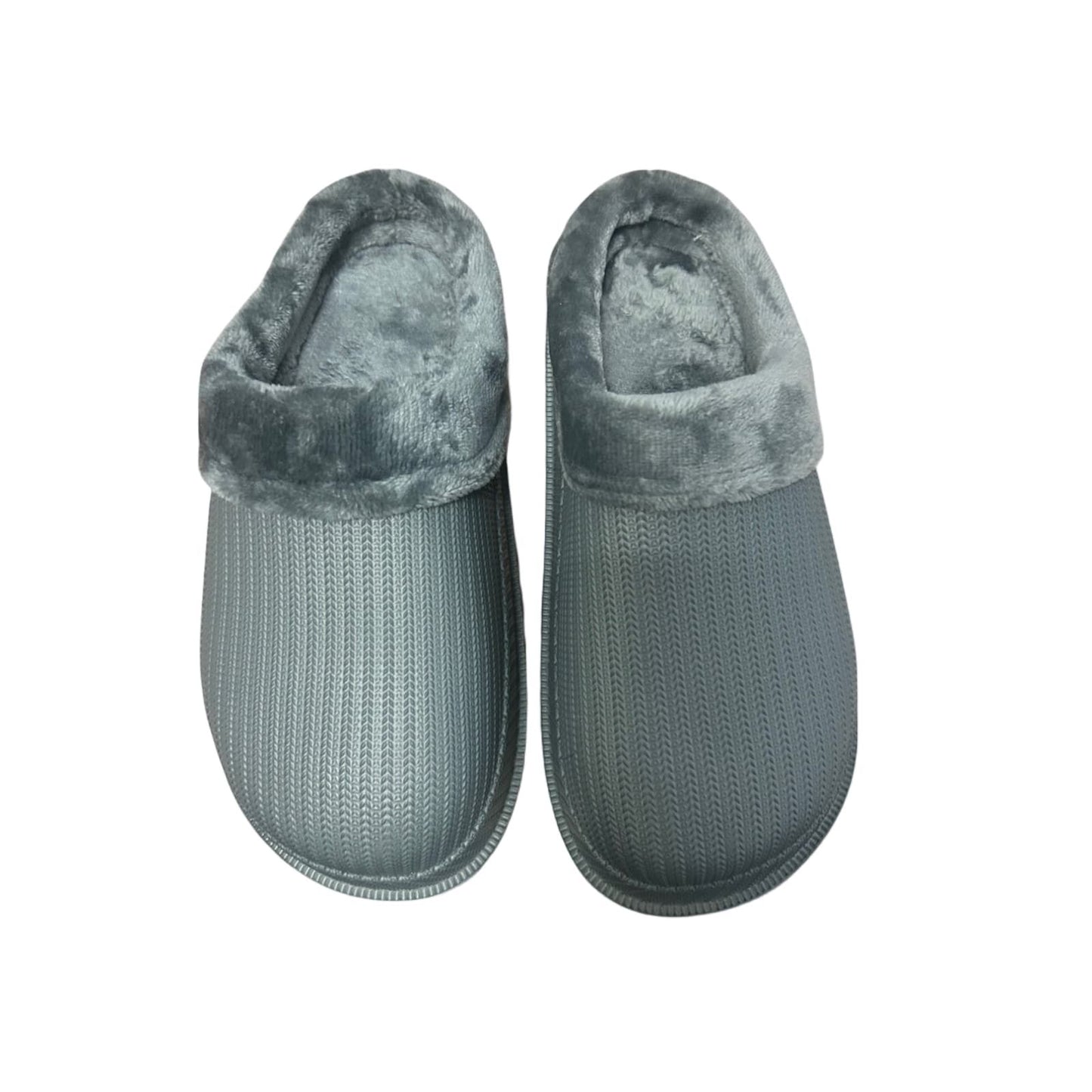 Hausschuhe Herren Gr 42 Grau Warm Gefüttert Rutschfest Winter Pantoffeln Neu