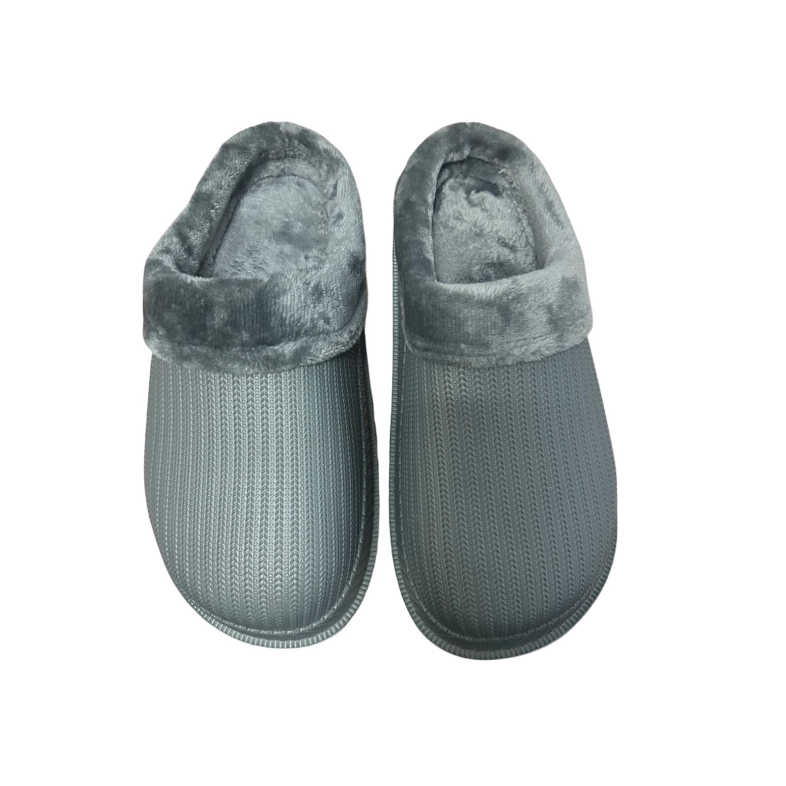 Hausschuhe Herren Gr 42 Grau Warm Gefüttert Rutschfest Winter Pantoffeln Neu