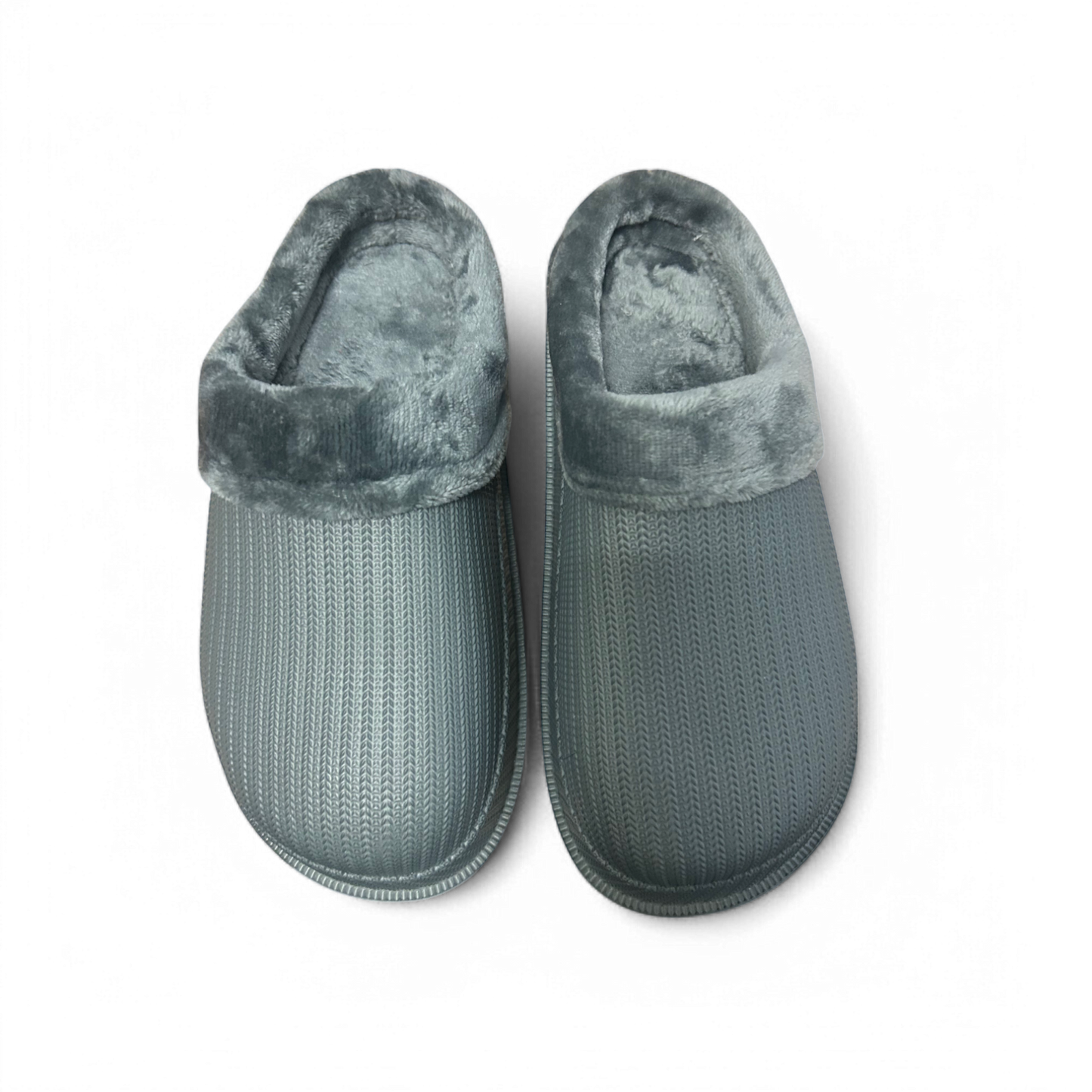 Hausschuhe Herren Gr 42 Grau Warm Gefüttert Rutschfest Winter Pantoffeln Neu