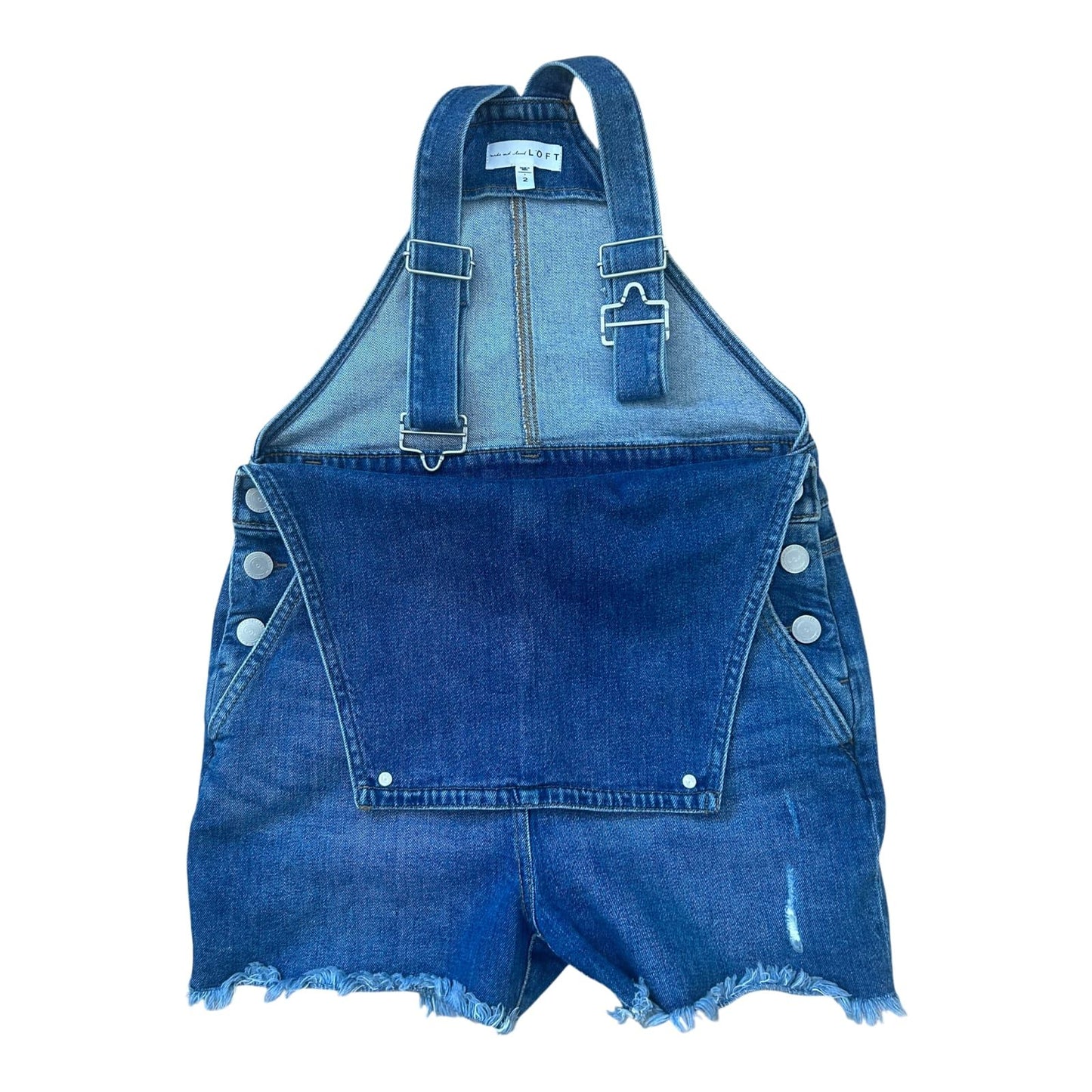 Latzshorts Jeans Damen Gr 40 Blau Denim Fransen Destroyed Sommer Trend